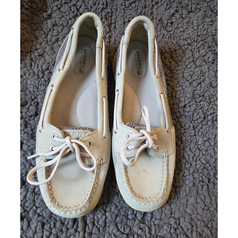 Sperry‎ Top-Sider Angelfish Women's Boat Shoes Beige Leather Mesh Size 8M